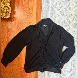 M made in Italy black and sparkle striped dress shirt
